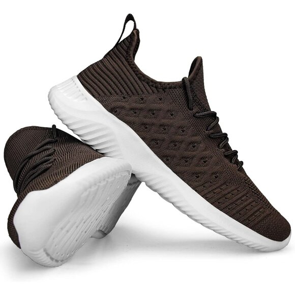 Women's Brown Slip-On Walking Shoes Lightweight Breathable Non-Slip Sneaker - Picture 5 of 6